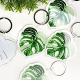 Monstera Acrylic Keychain | Illustrated Leaf | Houseplants | Leafy | Plant | Variegated Monstera | Green | Accessory | Key | BeeAndAster