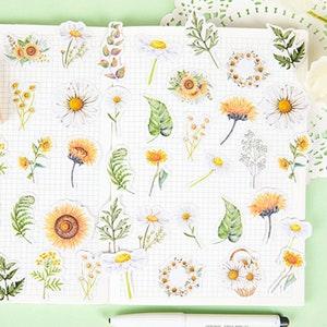 46pcs Daisy and Sunflower sticker, Flower Bullet Journal Sticker, Floral Planner Sticker, Scrapbook, Gift Decoration, Envelope Seal