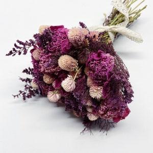 Wedding Bouquet, Preserved Flowers, Dried Floral, Throw Bouquet, Peonies, Pink, Purple, Home Decor, burgundy, Caspia, Globe Amaranth