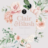 Clair and Blush Watercolor Rustic Floral Frames, Blush Rose, Blush Peony, Watercolor Blush Hydrangea, Blush Peony and Roses, White Hydrangea