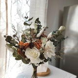 Bridal bouquet/ silk roses/ dried and preserved/ wedding flowers/ neutral tones