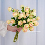 Pack of 3 - Small Ranunculus Stem | High Quality Artificial Flower | DIY Floral | Wedding/Home Decoration | Gifts - Peach (Set of 3)