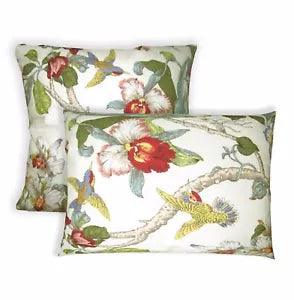 ai05a Lily Red Ocean Blue Green Lime Pink on Cream Cotton Fabric Cushion Cover
