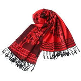 Pa-616-2 Red Base Peony Flowers Patterns Exquisitely Soft Woven Pashmina/Shaw...