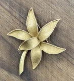 Vintage EMMONS signed brushed gold pin 3" Estate brooch "Lily Fair"  1964