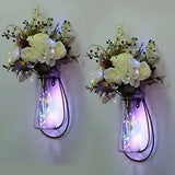 Hoikwo 2 Pack Bedroom Wall Decor Sconces with 4 Bunch White Peony Flowers Mas...