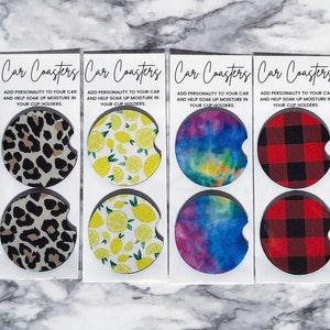 Car Coasters, Neoprene Car Coasters, Car Accessories, Personalize Your Car, Cupholder Coasters