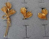 Lewis Segal California Pin & Clip Earrings Set Gold PL Lily Flower Floral Spray