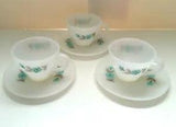Vintage Fire King Bonnie Blue Carnation Flower Coffee/Tea Cup and Saucer