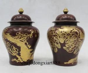 Chinese Royal 100% Pure Purple Bronze Peony Flower Pattern Vase Pot Jar Jug Pot