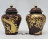Chinese Royal 100% Pure Purple Bronze Peony Flower Pattern Vase Pot Jar Jug Pot