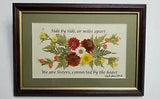 Framed Dried Pressed Flowers Handmade Wall Art Signed Daisy Cosmos Fern Quote?
