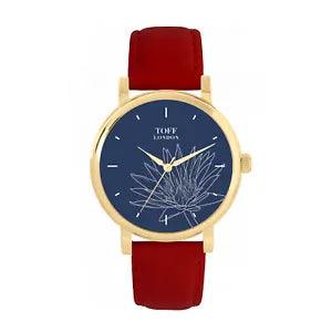 Toff London TLWS-46481 Ladies Grey Water Lilies Flower Watch