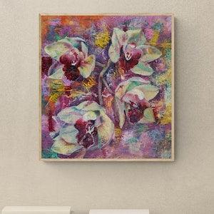 Orchid I. | Orchid series | Encaustic Floral Painting | Impressionist Art | Wall Decoration | Handmade Gift | Contemporary Art