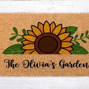 Sunflower door mat, Sunflower Custom Doormat, Personalized Doormat, Welcome Mat Sunflower, Your Text on Mat