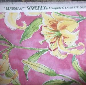 Waverly Fabric Seaside Lily floral cotton BTY Pink Yellow 54??? Wide