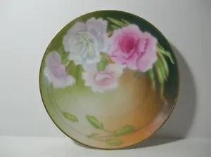 Vintage P.T. Bavaria Tirschenreuth Handpainted Plate Carnation Flowers Signed