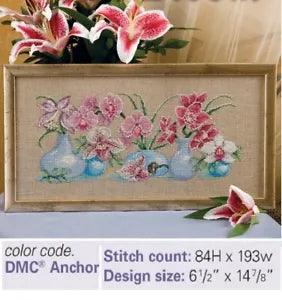ORCHID & LILIES IN BLOOM  CROSS STITCH PATTERN ONLY  YD  RYS