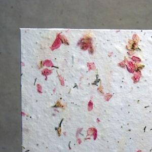 Handmade Seed Paper with Pink Petals and wild flower seeds - 10 cards #24S 4x6 panels