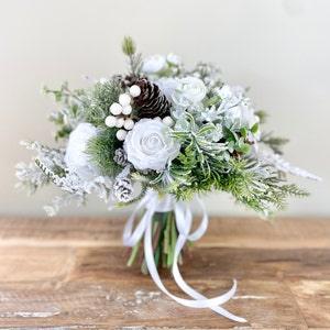 CHRISTMAS WEDDING BOUQUET , White Winter Wedding Bouquet , High Quality White Wedding Bouquet , White, Rose, Winter, Christmas bouquet