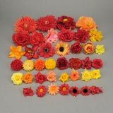 40Pc Artificial Silk Flower Head Combo Set/4-13cm Rose,Peony,Hydrangea Fake Floral/DIY Craft Flower Kit For Bridal Wedding Baby Shower Decor