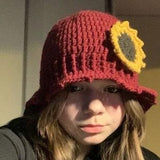 sunflower bucket hat, crochet bucket hat, sunflower fingerless gloves, sunflower fingerless mittens, gift for her, Handmade gift