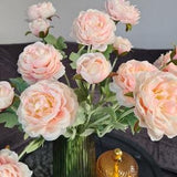 Ranunculus Blossoms 3 Stems Silk Artificial Faux High Quality Pink Peach 48cm by Milda Smilga