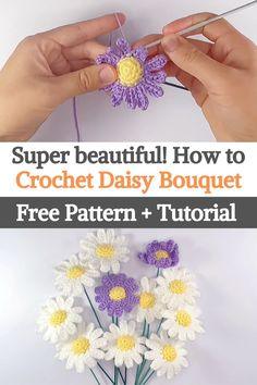 Super beautiful! How to Crochet Daisy Bouquet Flower Delivery