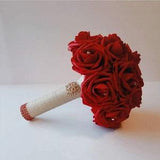Red and Gold Bridal Bouquet made with Real Touch Roses, Bridesmaids Bouquet, or Toss Bouquet,Boutonnieres & Corsages,Custom Colors Available