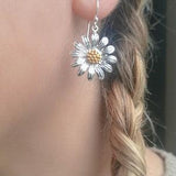 Sunflower Drop Earrings 925 Sterling Silver and Gold, Nature Lover Gifts, Ladies Boho Jewellery