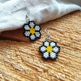 Miyuki beaded flower earrings, daisy cute earrings