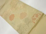 6760319: JAPANESE KIMONO / VINTAGE NAGOYA OBI / WOVEN FLOWER RHOMBUS & PEONY ARA