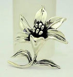 LILY BLOOM ON A FLOWER STEM PIN REAL SOLID .925 STERLING SILVER 20.4 g