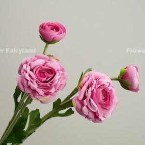 Faux Ranunculus Flower Stem | Artificial Flower | Centerpieces | DIY Floral | Wedding/Home Decoration | Gifts - Magenta