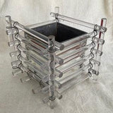 Art Deco crystal rod cache pot, planter or jardiniere with mirrored inset, 1920s