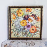 Floral blue hydrangea Bouquet oil painting Original framed flowers botanical Bouquet rose's Oil painting flower
