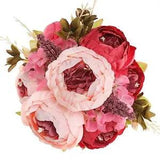 Vintage Artificial Peony Flowers Fake Silk Flowers Wedding Dark Pink Bud-1