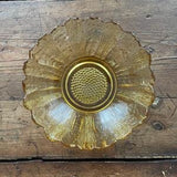 Vintage Anchor Hocking country estate salad bowl, serving bowl, yellow daisy, harvest gold sunflower, amber glass