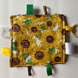 Baby Girl Crinkle Toy- Baby Girl Gift- Baby Shower Gift- Crinkle Blanket- Ribbon Crinkle Toy- Crinkle Tag Toy- SUNFLOWER