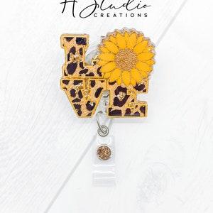 Leopard Sunflower Badge Reel, Nurse Badge Reel, Teacher Badge Reel, Summer Badge Reel, Fall Badge Reel, Nurse Gifts for Women, For Teachers
