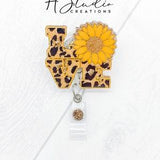 Leopard Sunflower Badge Reel, Nurse Badge Reel, Teacher Badge Reel, Summer Badge Reel, Fall Badge Reel, Nurse Gifts for Women, For Teachers