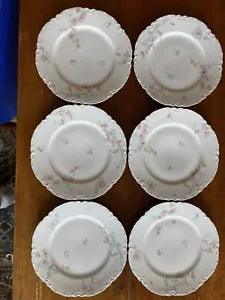Haviland Limoges Schleiger 63B Luncheon Plate Set of 6 Pink & Blue carnation