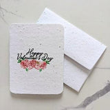 Watercolor roses happy valentine's day on plantable seed paper or watercolor white paper,  happy valentines day card, love card