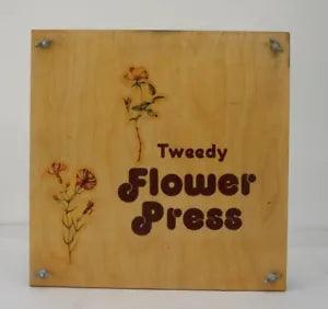 Vintage 70's Tweedy Wooden Flower Press 11.5" Square with Instruction LARGE
