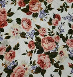 34"x 42" 100% cotton, John Kaloor Fabricmaker, Peonies, Flowers on White