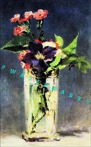 Carnations and Clematis 1870 Vintage Poster Print Retro Art Decor by Manet