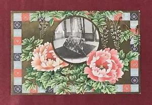 Japan Art Postcard Peony Japanese Wisteria  Flower Design #34101
