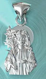 Solid 10K White Gold Religious Virgin Mary Mother of God Lily Charm Pendant