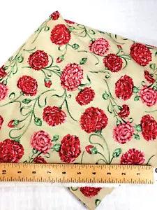 Ohio State Flower Carnation Suzan Ellis Northcott Cotton 44" BTY Floral Red Pink