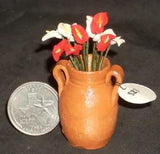 Potted Cut Calla Lilies Red & White 1:12 Miniature Flower Market P-OS-10MM #1447